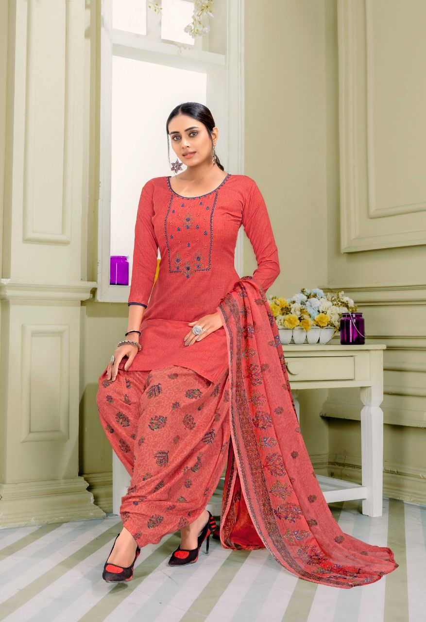 Priyaa 7 Premium Cotton Printed Regular Wear Patiala Dress Material Collection